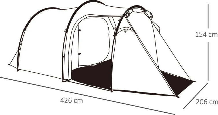 Tenda-da-Campeggio-2-4-Posti-con-Telo-Impermeabile-e-Porte-con-Cerniera,-426x206x15-cm,-Verde-Scuro-EN5A20-173EN5