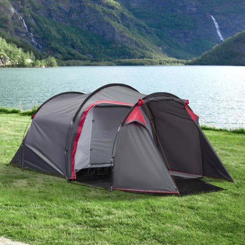 Tenda-da-Campeggio-2-4-Posti-con-Vestibolo-e-Porte-con-Cerniera,-426x206x154cm-Grigio-EM6A20-173CGEM6