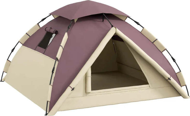 Tenda-da-Campeggio-2-Posti-con-2-Finestre-e-Gancio,-in-Poliestere-e-Fibra-di-Vetro,-225x190x130-cm,-Cachi-RQ1A20-388V00KKRQ1