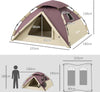Tenda-da-Campeggio-2-Posti-con-2-Finestre-e-Gancio,-in-Poliestere-e-Fibra-di-Vetro,-225x190x130-cm,-Cachi-RQ1A20-388V00KKRQ1