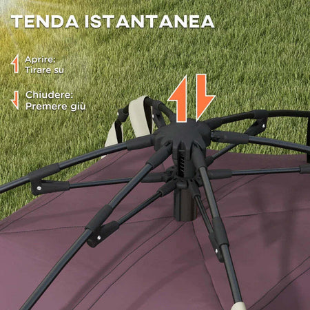 Tenda-da-Campeggio-2-Posti-con-2-Finestre-e-Gancio,-in-Poliestere-e-Fibra-di-Vetro,-225x190x130-cm,-Cachi-RQ1A20-388V00KKRQ1