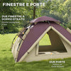 Tenda-da-Campeggio-2-Posti-con-2-Finestre-e-Gancio,-in-Poliestere-e-Fibra-di-Vetro,-225x190x130-cm,-Cachi-RQ1A20-388V00KKRQ1