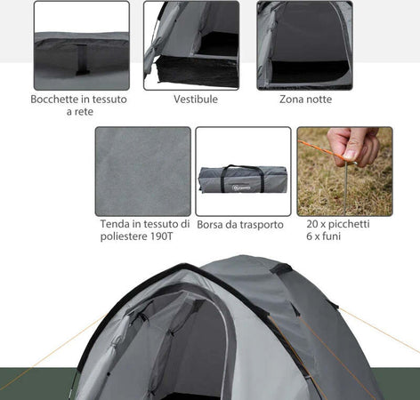 Tenda-da-Campeggio-2-Posti-Impermeabile-con-Vestibolo,-Finestre-e-Porte-con-Cerniera,-325x183x130cm-Grigio-EA1A20-174EA1