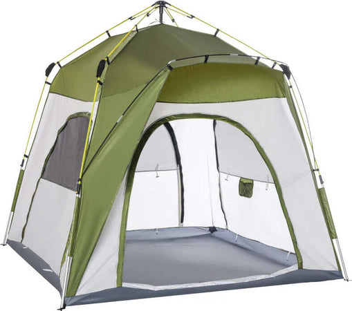 Tenda-da-Campeggio-2-Posti-Pop-Up-con-Porta-a-Cerniera-e-3-Finestre,-240x240x199cm,-Verde-EH6A20-054GNEH6