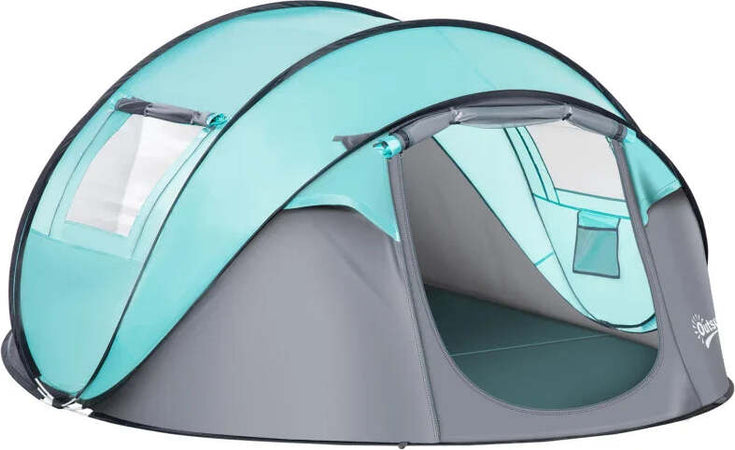 Tenda-da-Campeggio-3-Persone-a-Cupola,-Tenda-Pop-Up-Automatica-a-Igloo,-286x209x122cm,-Azzurro-EK9A20-261EK9
