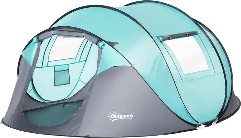 Tenda-da-Campeggio-3-Persone-a-Cupola,-Tenda-Pop-Up-Automatica-a-Igloo,-286x209x122cm,-Azzurro-EK9A20-261EK9