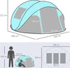 Tenda-da-Campeggio-3-Persone-a-Cupola,-Tenda-Pop-Up-Automatica-a-Igloo,-286x209x122cm,-Azzurro-EK9A20-261EK9