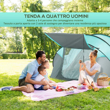 Tenda-da-Campeggio-3-Persone-a-Cupola,-Tenda-Pop-Up-Automatica-a-Igloo,-286x209x122cm,-Azzurro-EK9A20-261EK9
