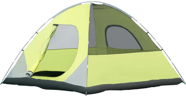 Tenda-da-Campeggio-3-Posti-a-Cupola,-Impermeabile-e-Anti-UV,-300x300x180-cm,-Giallo-e-Grigio-EB4A20-267EB4