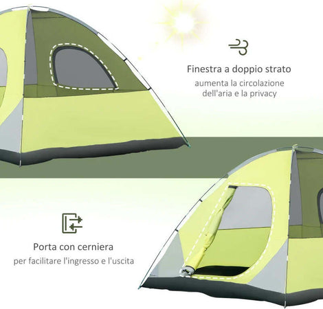 Tenda-da-Campeggio-3-Posti-a-Cupola,-Impermeabile-e-Anti-UV,-300x300x180-cm,-Giallo-e-Grigio-EB4A20-267EB4