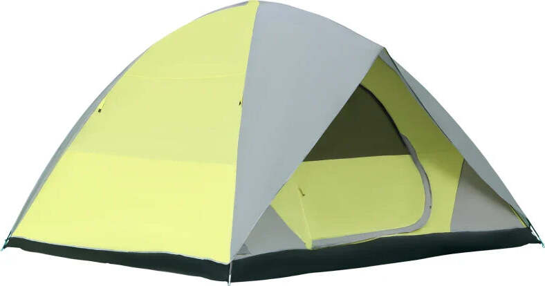 Tenda-da-Campeggio-3-Posti-a-Cupola,-Impermeabile-e-Anti-UV,-300x300x180-cm,-Giallo-e-Grigio-EB4A20-267EB4