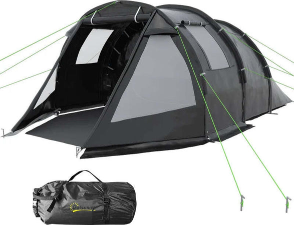 Tenda-da-Campeggio-3-Posti-con-2-Stanze-Interne-con-Finestre-e-Coperture,-475x264x172-cm,-Nero-EJ8A20-285V00BKEJ8
