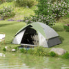 Tenda-da-Campeggio-3-Posti-con-Finestra-a-Rete,-in-Poliestere,-Fibra-di-Vetro-e-PE,-210x150x110-cm,-Grigio-e-Verde-RJ2A20-407V00GNRJ2