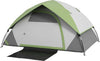 Tenda-da-Campeggio-3-Posti-con-Finestra-a-Rete,-in-Poliestere,-Fibra-di-Vetro-e-PE,-210x150x110-cm,-Grigio-e-Verde-RJ2A20-407V00GNRJ2