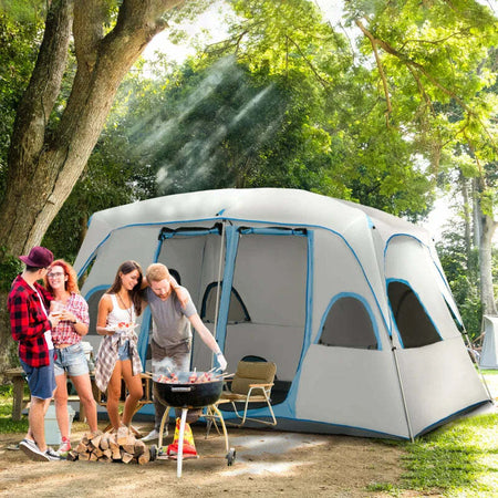 Tenda-da-Campeggio-4-Persone-Impermeabile-con-2-Stanze-e-Finestre-a-Rete,-400x275x210-cm,-Grigia-ES2A20-226GYES2