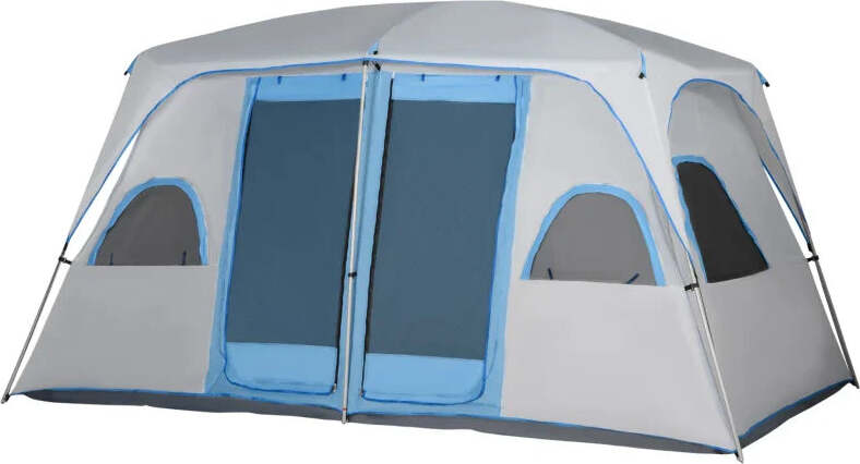Tenda-da-Campeggio-4-Persone-Impermeabile-con-2-Stanze-e-Finestre-a-Rete,-400x275x210-cm,-Grigia-ES2A20-226GYES2