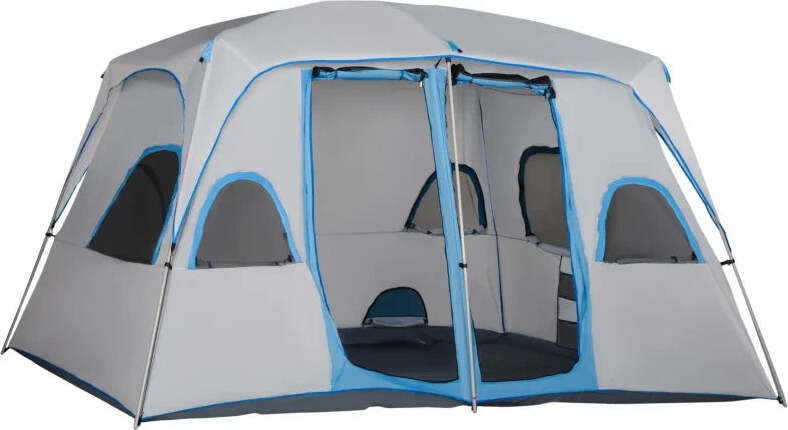 Tenda-da-Campeggio-4-Persone-Impermeabile-con-2-Stanze-e-Finestre-a-Rete,-400x275x210-cm,-Grigia-ES2A20-226GYES2
