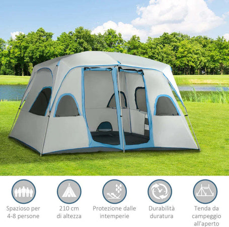 Tenda-da-Campeggio-4-Persone-Impermeabile-con-2-Stanze-e-Finestre-a-Rete,-400x275x210-cm,-Grigia-ES2A20-226GYES2