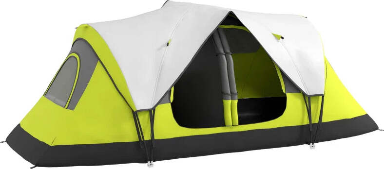 Tenda-da-Campeggio-4-posti-con-2-Spazi-Separati,-in-Poliestere-e-Fibra-di-Vetro,-450x215Px180-cm,-Verde-EG5A20-422V00YGEG5