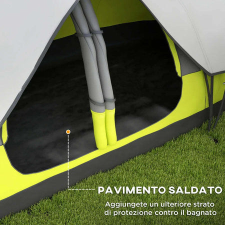 Tenda-da-Campeggio-4-posti-con-2-Spazi-Separati,-in-Poliestere-e-Fibra-di-Vetro,-450x215Px180-cm,-Verde-EG5A20-422V00YGEG5