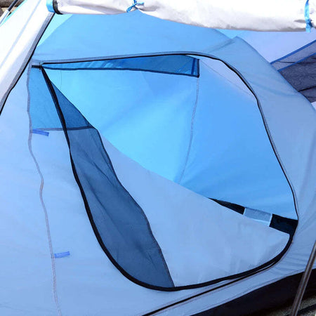 Tenda-da-Campeggio-4-Posti-con-2-Zone-Notte-e-Borsa-da-Trasporto,-430×240×170-cm,-Bianco-e-Azzurro-EL9A20-044EL9