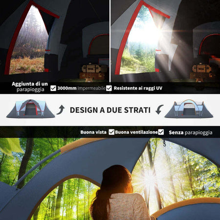 Tenda-da-Campeggio-4-Posti-Idrorepellente-con-Protezione-UV,-Pali-in-Fibra-di-Vetro,-4.55x2.3x1.8-m,-Grigia--EF1A20-132EF1