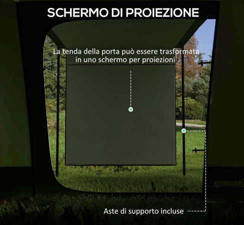 Tenda-da-Campeggio-4-Posti-Impermeabile-con-Zona-Notte-e-Zona-Giorno,-in-Poliestere,-460x300x200-cm,-Verde-WY5A20-398V00SDWY5