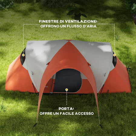 Tenda-da-Campeggio-5-6-Posti-con-Portico,-Impermeabile-3000mm-con-Borsa-di-Trasporto,-Arancione-WI6A20-396V00OGWI6