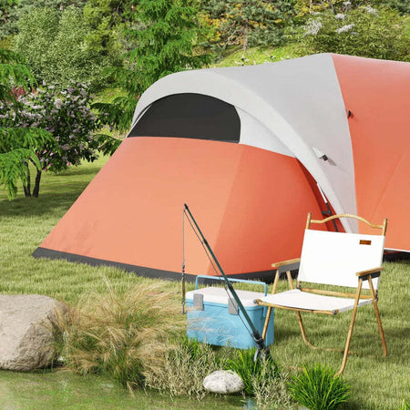 Tenda-da-Campeggio-5-6-Posti-con-Portico,-Impermeabile-3000mm-con-Borsa-di-Trasporto,-Arancione-WI6A20-396V00OGWI6