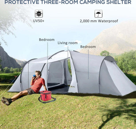 Tenda-da-Campeggio-5-Posti-con-2-Camere-Impermeabile-con-Baldacchino,-590x245x193-cm,-Grigio-WA1A20-287V00CGWA1