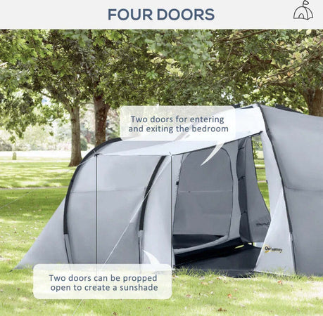 Tenda-da-Campeggio-5-Posti-con-2-Camere-Impermeabile-con-Baldacchino,-590x245x193-cm,-Grigio-WA1A20-287V00CGWA1