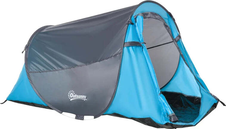 Tenda-da-Campeggio-a-Cupola-con-2-Finestre-e-Design-Pop-Up-a-Igloo,-220x108x110-cm,-Blu-TW3A20-170BUTW3