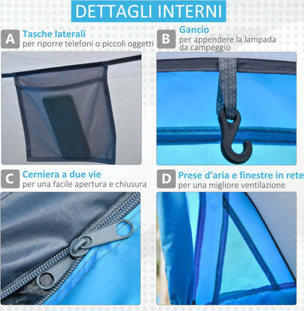 Tenda-da-Campeggio-a-Cupola-con-2-Finestre-e-Design-Pop-Up-a-Igloo,-220x108x110-cm,-Blu-TW3A20-170BUTW3