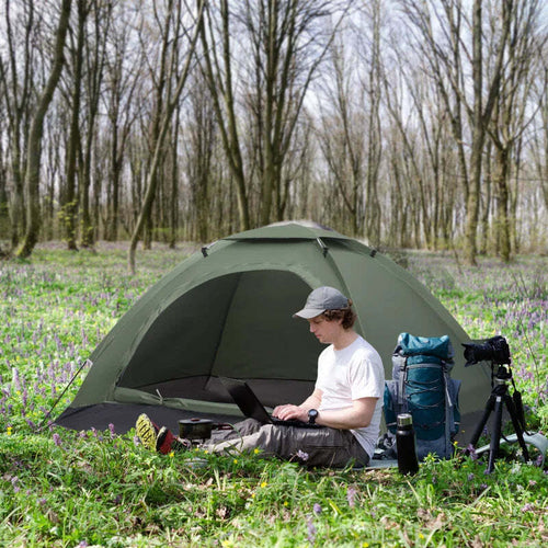 Tenda-da-Campeggio-a-Igloo-con-Porta-a-Cerniera,-Zanzariera-e-Finestre-a-Rete,-206x152x110-cm,-Verde-IW8A20-260DGIW8