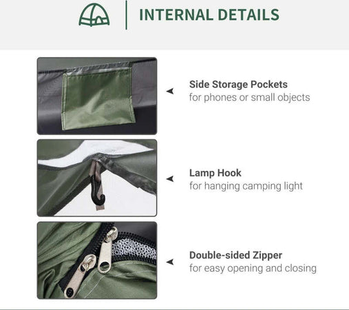 Tenda-da-Campeggio-a-Igloo-con-Porta-a-Cerniera,-Zanzariera-e-Finestre-a-Rete,-206x152x110-cm,-Verde-IW8A20-260DGIW8
