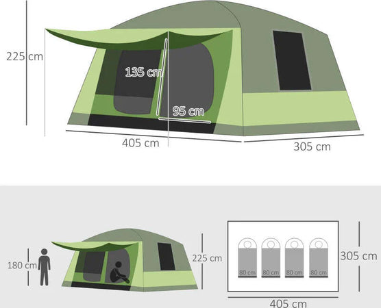 Tenda-da-Campeggio-con-Veranda,-Tenda-Famigliare-per-8-Persone,-in-Poliestere,-405x305x225cm-WR3A20-052WR3