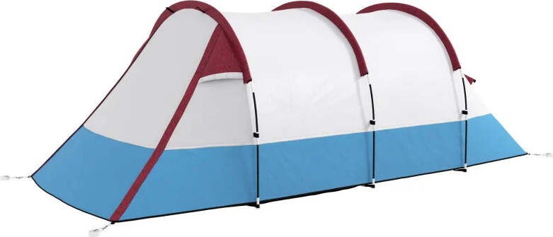 Tenda-da-Campeggio-Impermeabile-con-2-Aree-e-3-Ingressi,-in-Poliestere-e-Fibra-di-Vetro,-420x200x150-cm,-Rosso-ES2A20-425V00RDES2