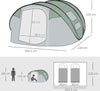 Tenda-da-Campeggio-Pop-Up-2-Posti-con-2-Porte,-4-Finestre-e-Telo-Impermeabile,-263.5x220x123-cm,-Verde-Scuro-EC3A20-169EC3