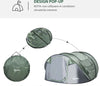 Tenda-da-Campeggio-Pop-Up-2-Posti-con-2-Porte,-4-Finestre-e-Telo-Impermeabile,-263.5x220x123-cm,-Verde-Scuro-EC3A20-169EC3