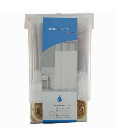 Tenda Da Doccia Vasca Bagno Peva Con 12 Ganci 180x200 Cm Trasparente Beige 69492