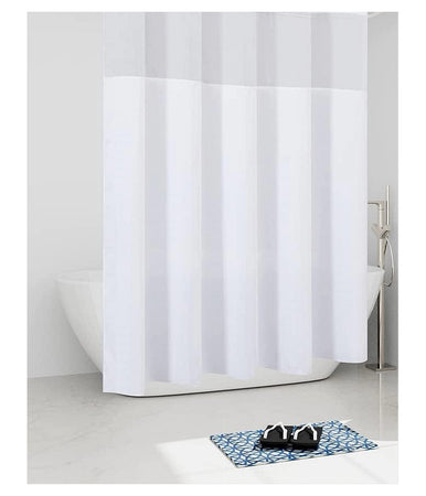 Tenda Da Doccia Vasca Bagno Peva Con 12 Ganci 180x200cm Trasparente Bianco 69491