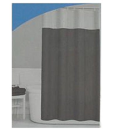 Tenda Da Doccia Vasca Bagno Peva Con 12 Ganci 180x200cm Trasparente Grigio 69493