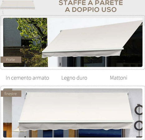 Tenda-da-Sole-2x3-m-a-Bracci,-Regolabile-5°-35°-in-Alluminio-e-Poliestere,-Bianco-Crema-RT9840-239V01CWRT9