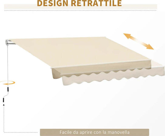 Tenda-da-Sole-4x2.5-m-Avvolgibile-a-Manovella-con-Copertura-Impermeabile,-in-Metallo-e-Alluminio,-Beige-TR6840-151CWTR6