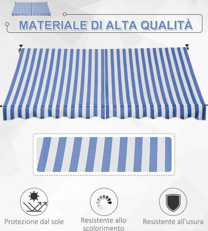 Tenda-da-Sole-a-Bracci-3x1.5m-con-Manovella-e-Struttura-Telescopica,-Bianco-e-Blu-NM3840-183BUNM3