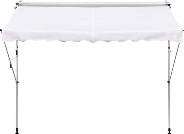 Tenda-da-Sole-a-Bracci-3x1.5m-con-Manovella-e-Struttura-Telescopica,-Bianco-TY3840-183WTTY3