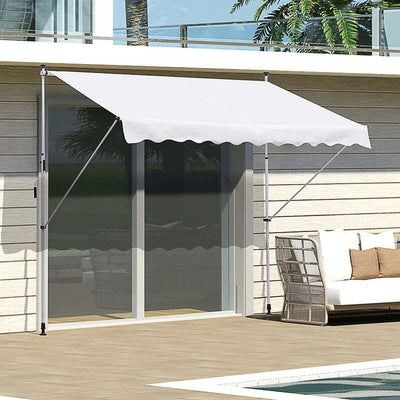 Tenda-da-Sole-a-Bracci-3x1.5m-con-Manovella-e-Struttura-Telescopica,-Bianco-TY3840-183WTTY3