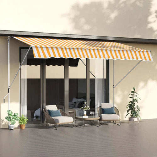 Tenda-da-Sole-a-Bracci-3x1.5m-con-Manovella-e-Struttura-Telescopica,-Giallo-e-Bianco-QS1840-183YLQS1