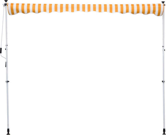 Tenda-da-Sole-a-Bracci-3x1.5m-con-Manovella-e-Struttura-Telescopica,-Giallo-e-Bianco-QS1840-183YLQS1