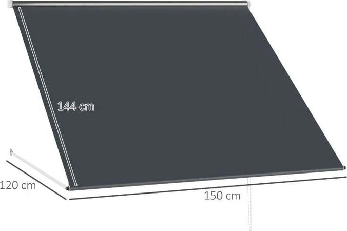 Tenda-da-Sole-a-Bracci-con-Apertura-Manuale,-Inclinazione-e-Protezione-UV30+,-150x120-cm,-Grigio-ZS2840-238V00CGZS2